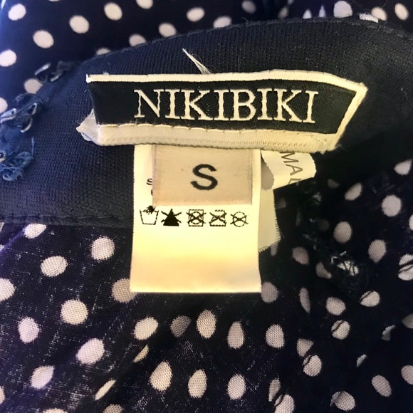 Nikibiki Navy Polka Dot Halter Dress Small • Keyhole Back - Picture 8 of 8